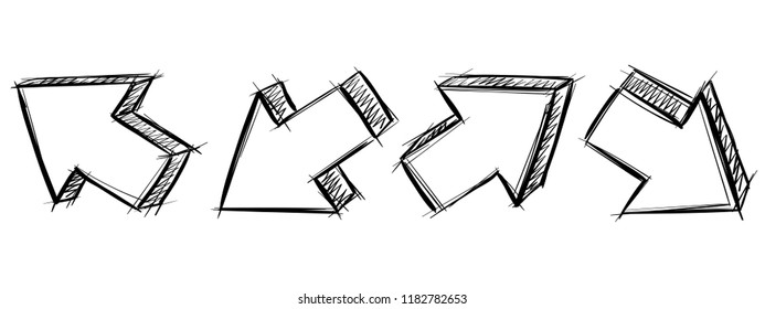 Arrows. Hand drawn sketch. Pencil drawing. Vector illustration isolated on white background