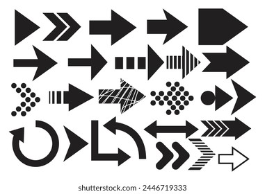 Arrows hand drawn, symbol sign, icon sketch vector, curve outline