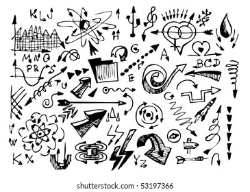 arrows hand drawn symbols set