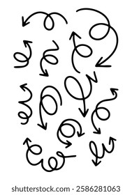arrows hand drawn vector cartoon doodle set black