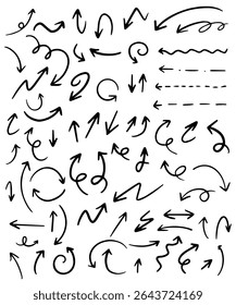 arrows hand drawn vector cartoon doodle set