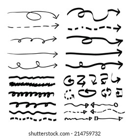 Arrows hand drawn, vector illustration.