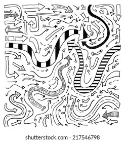  Arrows hand drawn, vector illustration.