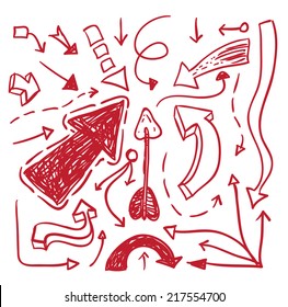  Arrows hand drawn, vector illustration.
