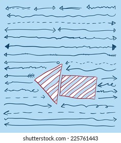  Arrows hand drawn, vector illustration.