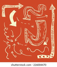  Arrows hand drawn, vector illustration.