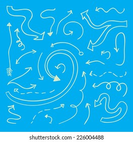  Arrows hand drawn, vector illustration.