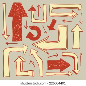  Arrows hand drawn, vector illustration.
