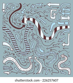 Arrows hand drawn, vector illustration.