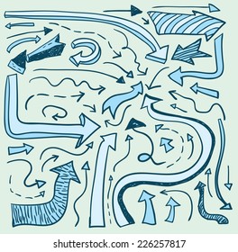  Arrows hand drawn, vector illustration.