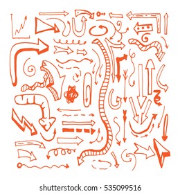 Arrows hand drawn, vector illustration.