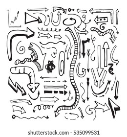 Arrows hand drawn, vector illustration