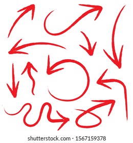 Arrows hand drawn vector set. Sketch arrow design for application, banner, print screen, pen marks, map and typography design guide line.