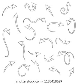Arrows. Hand written filigree set. Vector illustration isolated on white background