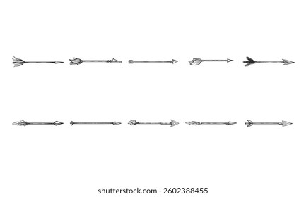 arrows handdrawn engraving doodle collection