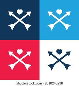 Arrows And Heart blue and red four color minimal icon set