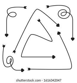 arrows heart bow head vector set