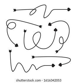 arrows heart bow head vector set