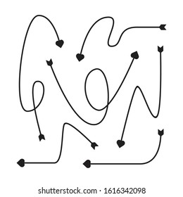 arrows heart bow head vector set