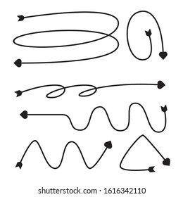 arrows heart bow head vector set