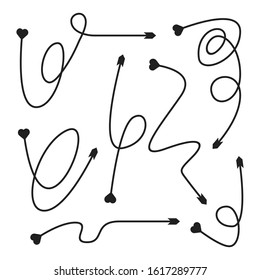 arrows heart bow head vector set