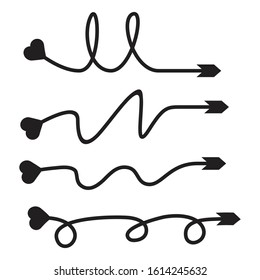 arrows, heart bow tail vector set