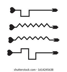 arrows, heart bow tail vector set