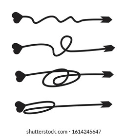 arrows, heart bow tail vector set