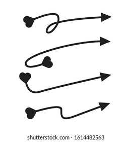 arrows, heart bow tail vector set