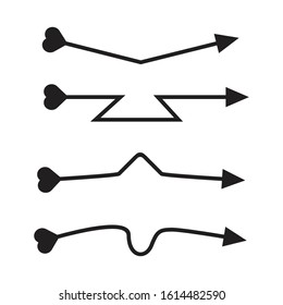 arrows, heart bow tail vector set