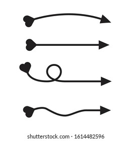 arrows, heart bow tail vector set