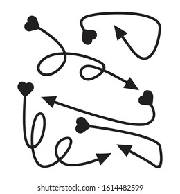 arrows, heart bow tail vector set