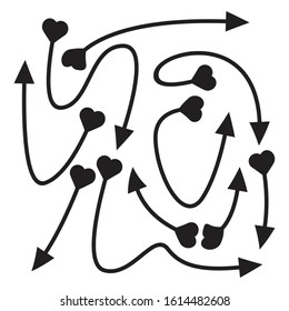 arrows, heart bow tail vector set