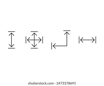 Arrows, height, width, dimensions icon. Vector illustration.