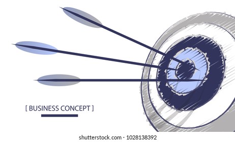 The arrows hit the target concept Vector sketch illustration