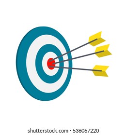 Arrows hit the target. flat vector illustration isolate on a white background. easy to use