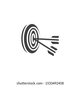Arrows hit target vector icon. filled flat sign for mobile concept and web design. Archery target aim glyph icon. Symbol, logo illustration. Vector graphics