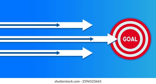Arrows Hitting or Aim Dartboard Target Goal Achievement Concept 