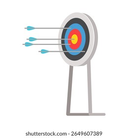 Arrows hitting the center of a target. Archery conceptual illustration.