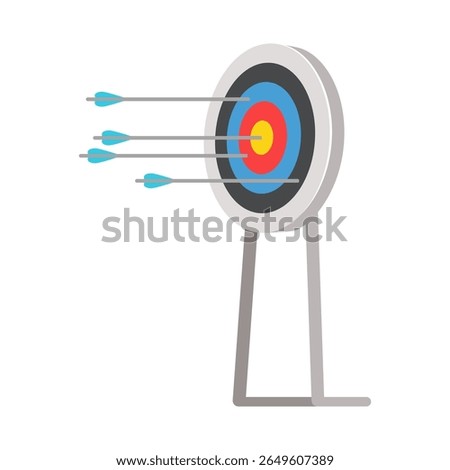 Arrows hitting the center of a target. Archery conceptual illustration.