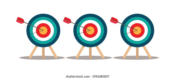 Arrows hitting the center of target , Business concept