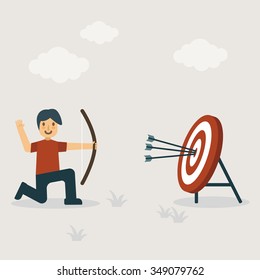 Arrows hitting the center of target. Business and Financial concept illustration.