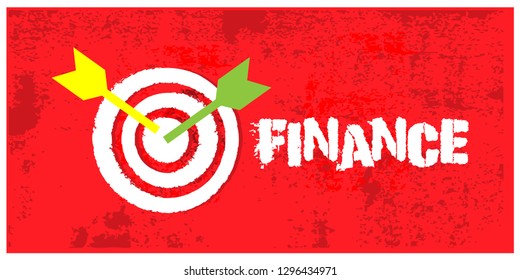 Arrows hitting the center of target on grunge background. Vector illustration concept for  Success finance