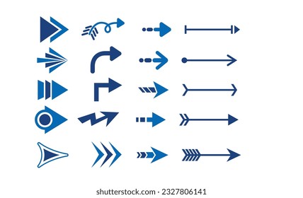 Arrows icon collection, vector illustration, cursor, modern arrows set, colorful arrows, black , red, green, blue, orange, signs of arrows direction, silhouette 