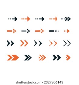 Arrows icon collection, vector illustration, cursor, modern arrows set, colorful arrows, black , red, green, blue, orange, signs of arrows direction, silhouette 