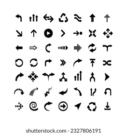 Colección de iconos de flechas, ilustración vectorial, cursor, conjunto de flechas modernas, flechas coloridas, negro, rojo, verde, azul, naranja, signos de dirección de flechas, silueta 
