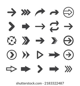 Pfeilsymbol-Sammlungen. Reihe von Pfeilvektoren. Pfeilspitzen formen.