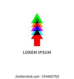 Icono de flechas arriba. Concepto de crecimiento, desarrollo, progreso, trabajo en equipo. Logo de negocios geométricos abstractos