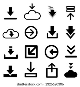 arrows icon download vector for creating button, bar and web app icons, download now symbol, vector arrow down document file symbol icon set