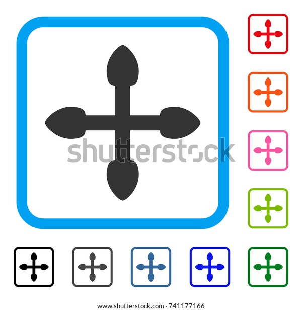Arrows icon. Flat grey iconic symbol inside a\
light blue rounded rectangular frame. Black, gray, green, blue,\
red, orange color variants of Arrows vector. Designed for web and\
software user\
interface.